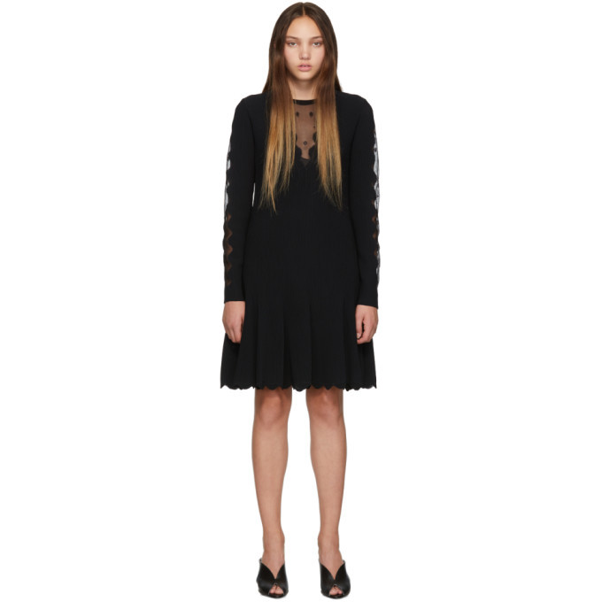 Alexander McQueen Black Knit Ottoman Mini Dress Alexander