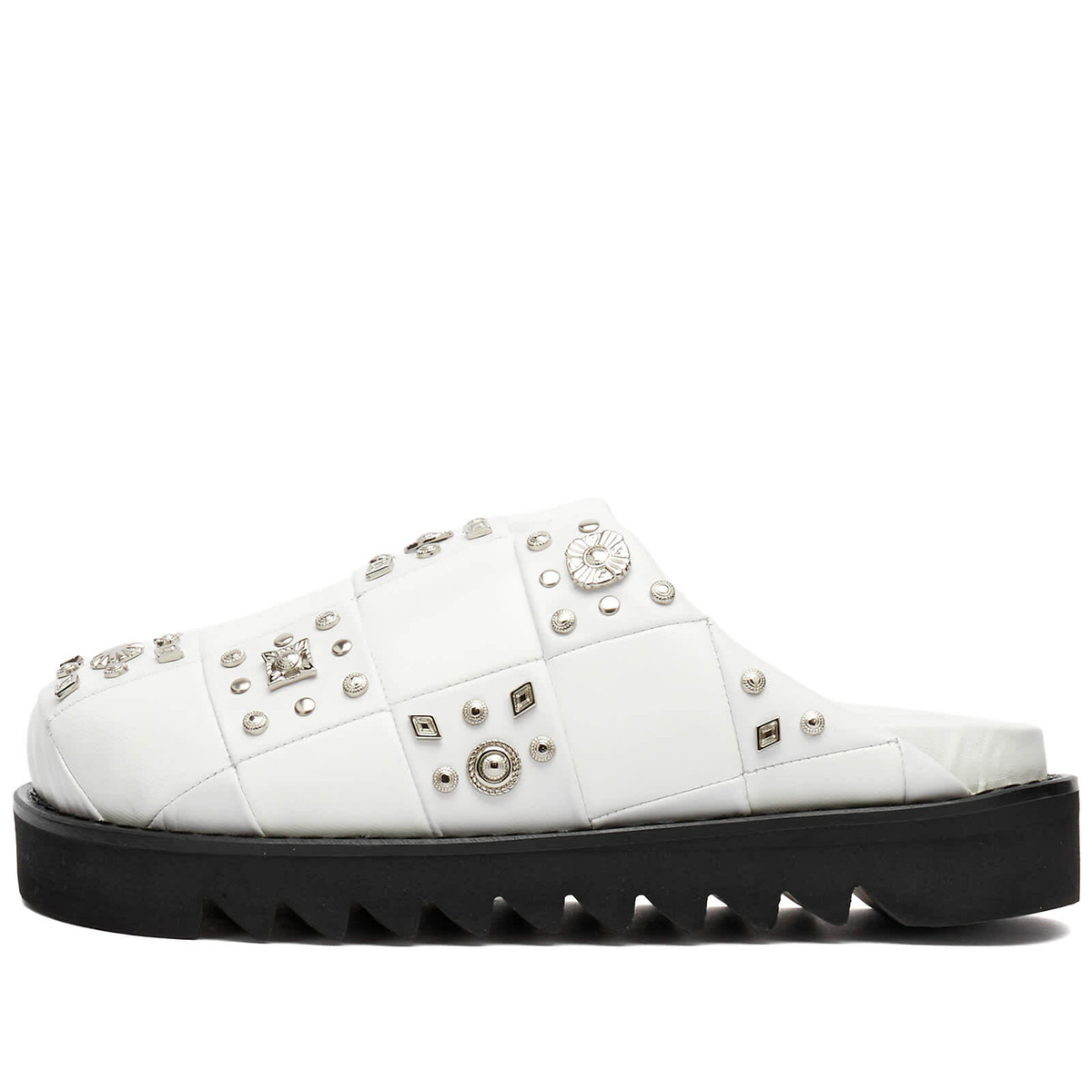 TOGA Women's Grid Stud Slip On Mule Shoes in White Toga Pulla