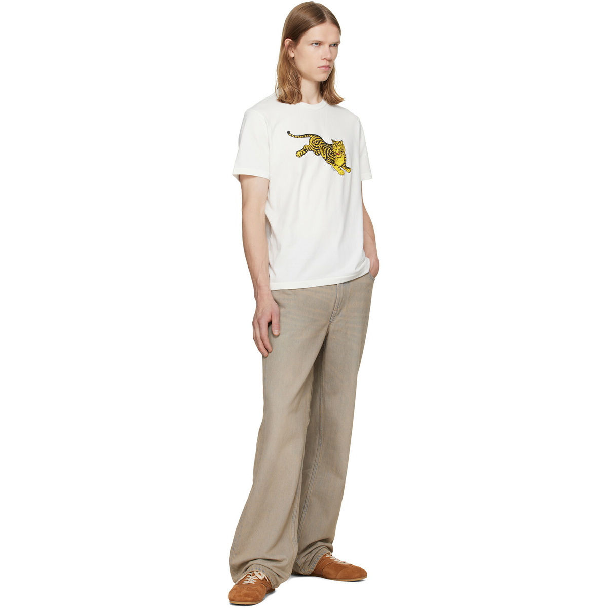 Kenzo White Kenzo Paris 'KENZO Jumping Tiger' Slim T-shirt