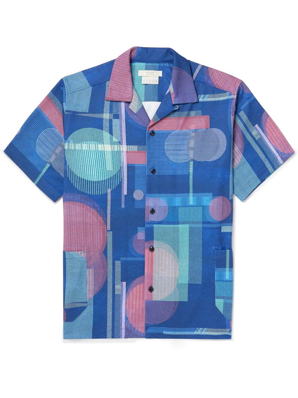 Photo: Norbit by Hiroshi Nozawa - Aloha Convertible-Collar Printed Jersey Shirt - Blue