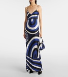 Pucci Iride silk twill slip dress and cape