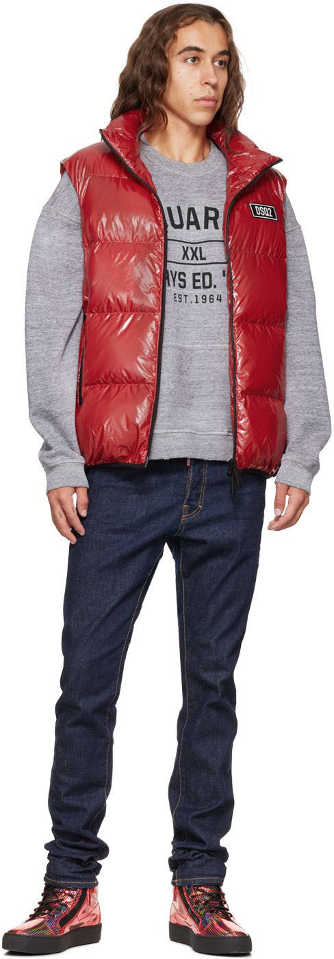 Dsquared2 Red Quilted Down Vest Dsquared2