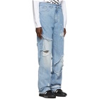 Raf Simons Blue Destroyed Relaxed-Fit Jeans