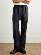 Saman Amel - Straight-Leg Wool DrawstringTrousers - Blue