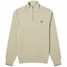 Fred Perry Men's Half Zip Sweat in Warm Grey/Brick