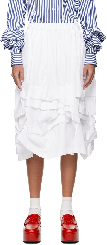 Photo: Comme des Garçons Girl White Gathered Midi Skirt