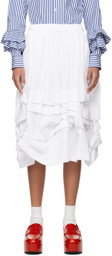 Comme des Garçons Girl White Gathered Midi Skirt