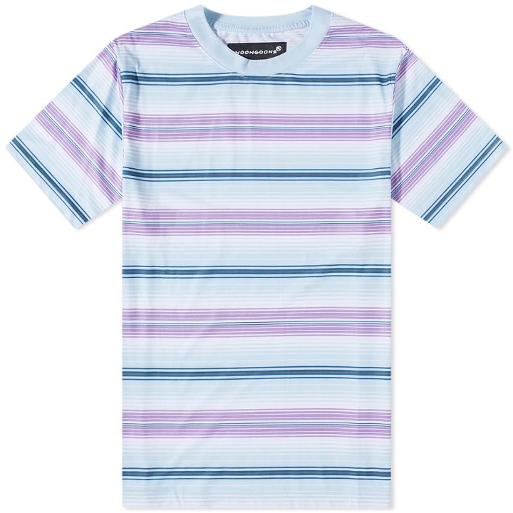 Photo: Noon Goons Men's Focus Stripe T-Shirt in Blue/Lavender