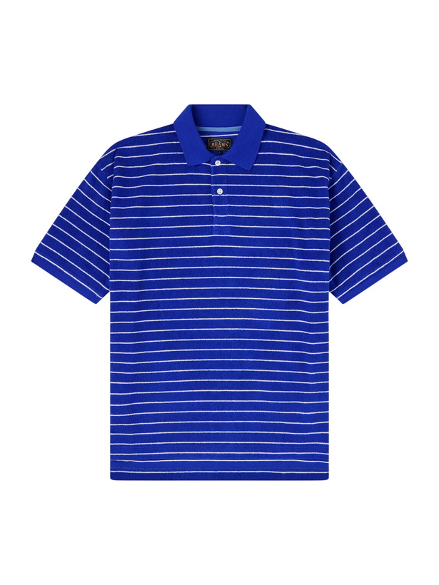 Photo: Beams Plus - Striped Cotton-Blend Terry Polo Shirt - Blue