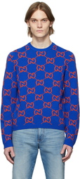 Gucci Blue Knit GG Sweater