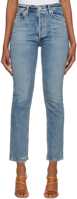 Photo: Citizens of Humanity Blue High-Rise Straight Jeans