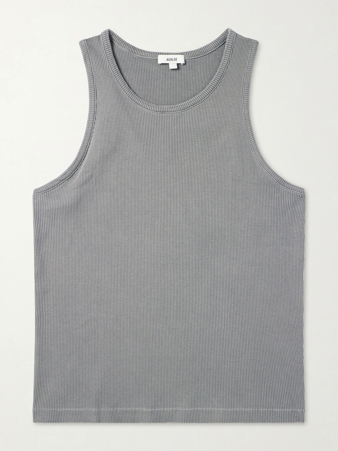 AGOLDE - Viggo Ribbed Stretch Organic Cotton and TENCEL™ Lyocell-Blend Tank Top - Gray