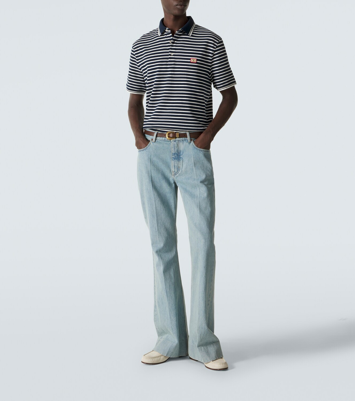 Valentino VLogo striped cotton polo shirt