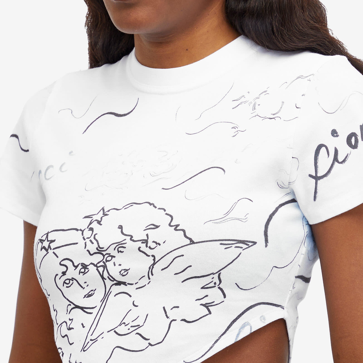 Fiorucci Women's Sketch Angel Hankerchief Top in White
