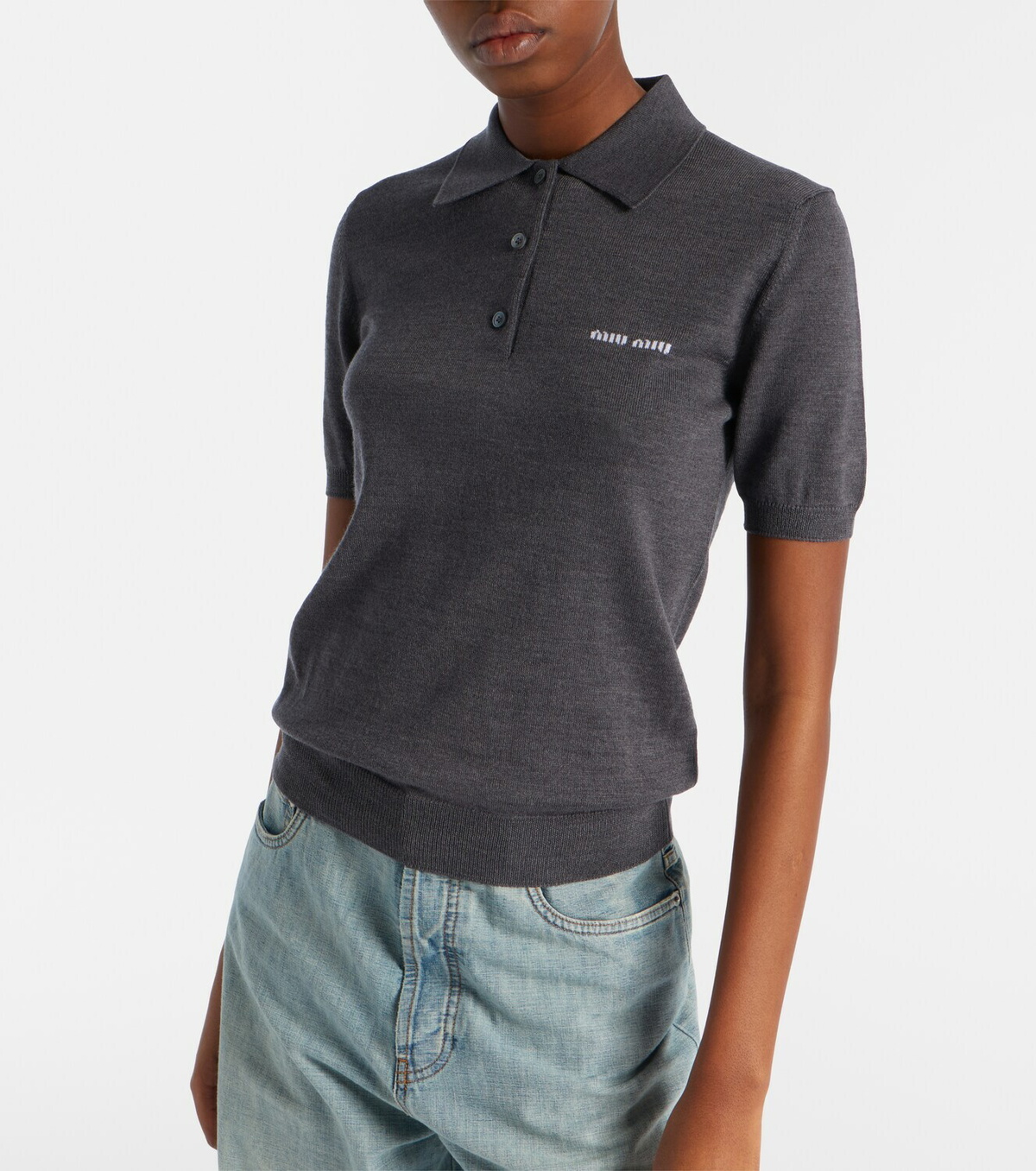 Miu Miu Logo wool polo sweater