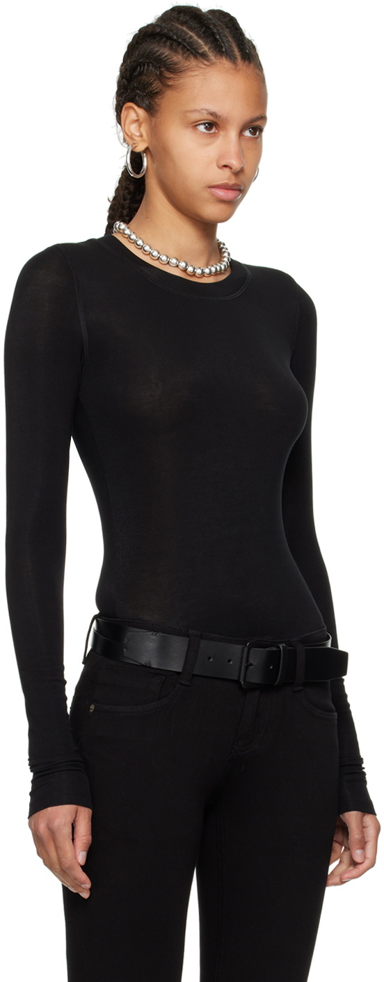 Fax Copy Express Black 'The Round Neck' Long Sleeve T-Shirt