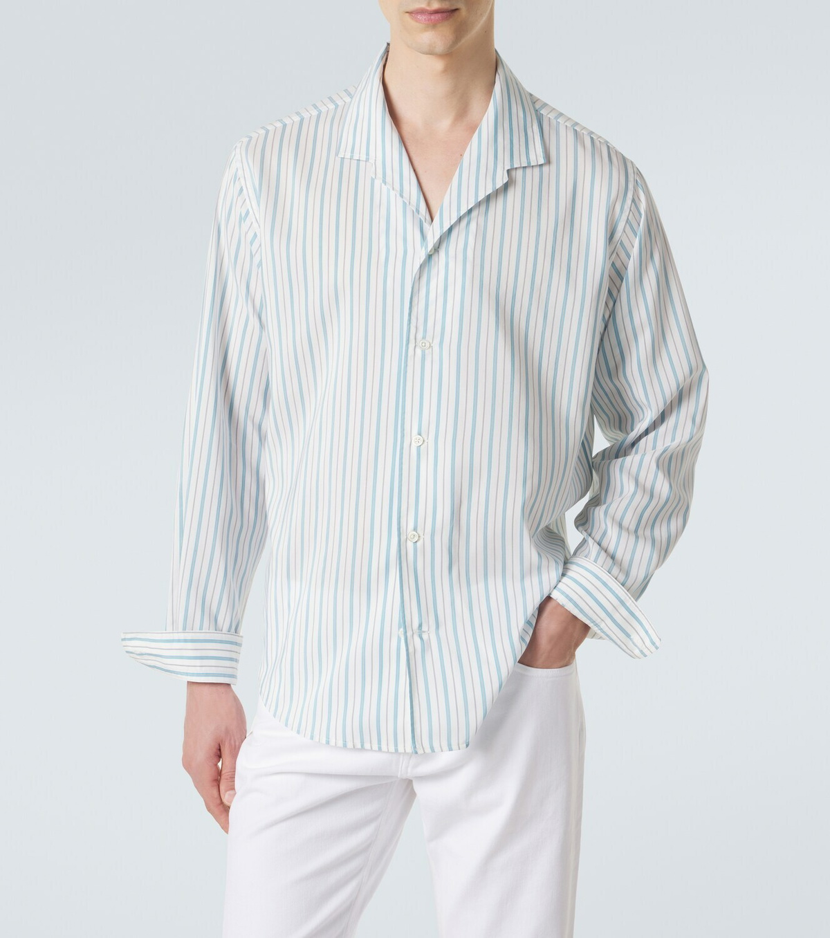 Umit Benan Franco pinstripe silk and cotton shirt