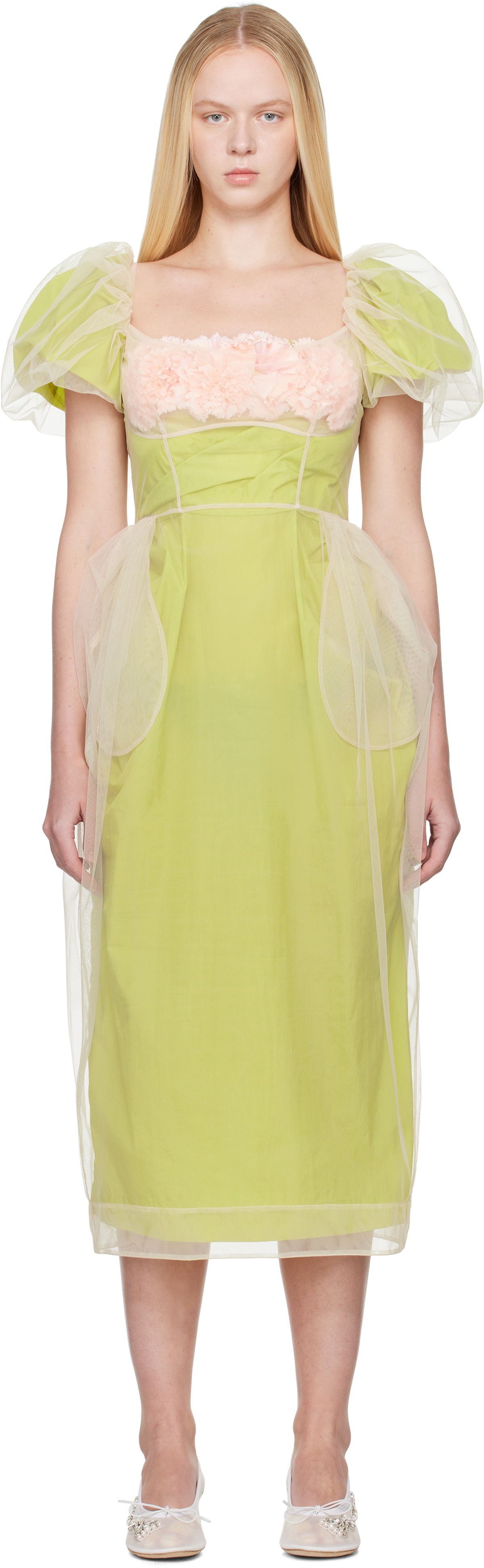Simone Rocha Ribbed Multi Snap Bias Cut Dress Simone Rocha