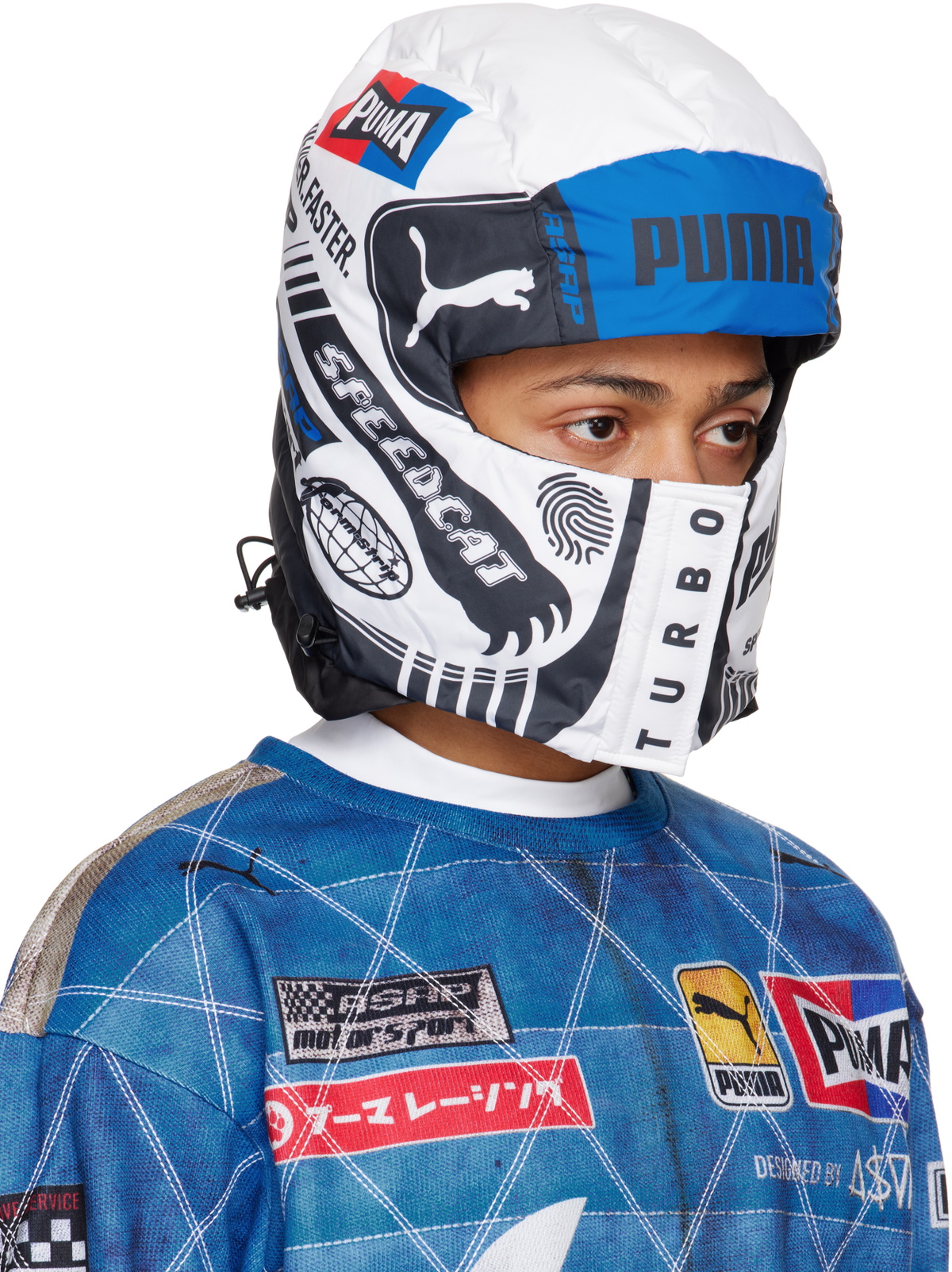 PUMA White & Blue A$AP Rocky Edition Padded Balaclava