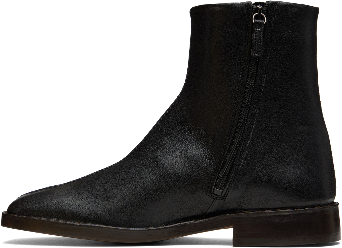 LEMAIRE Black Piped Zipped Boots
