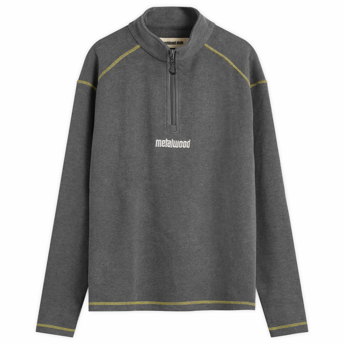 Metalwood Studio Men's Contrast Stitch 1/4 Zip Sweatshirt in Charcoal