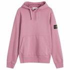 Stone Island Men's Cotton Fleece Garment Dyed Hoodie in Rose Quartz