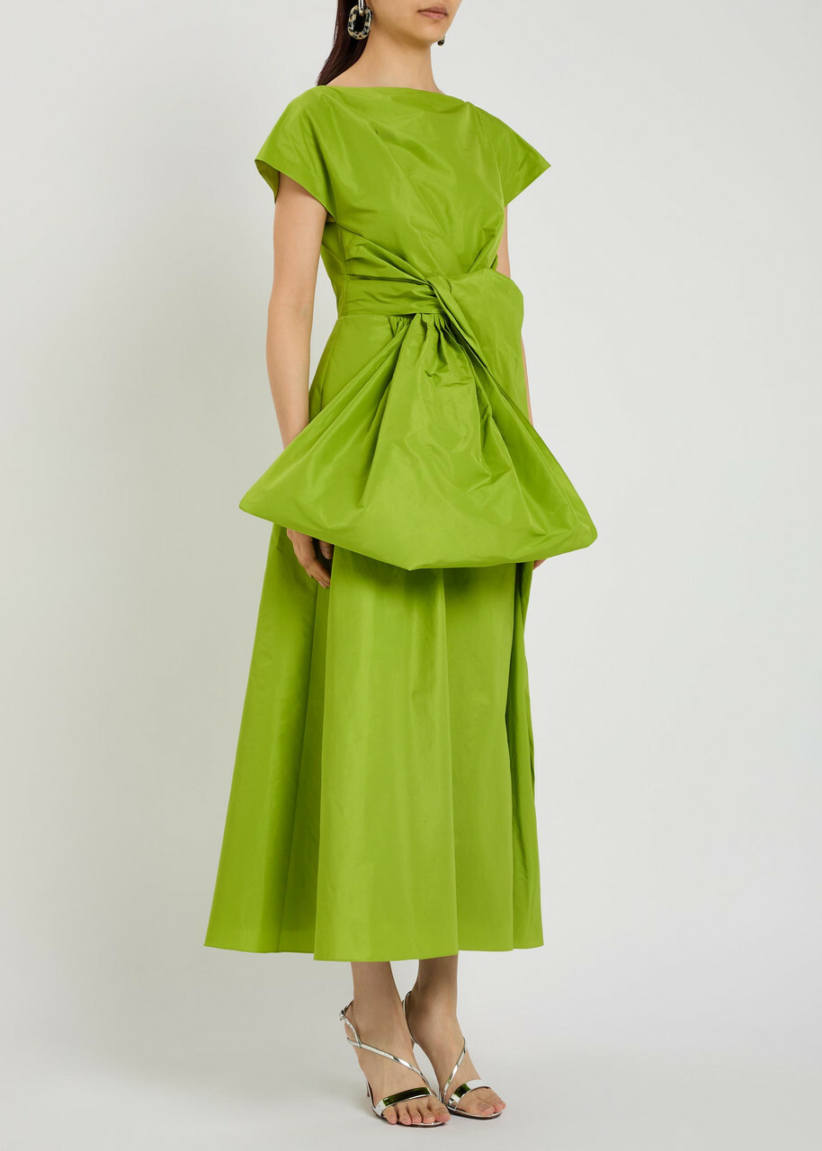 Roksanda Nila Twisted Taffeta Midi Dress Lime