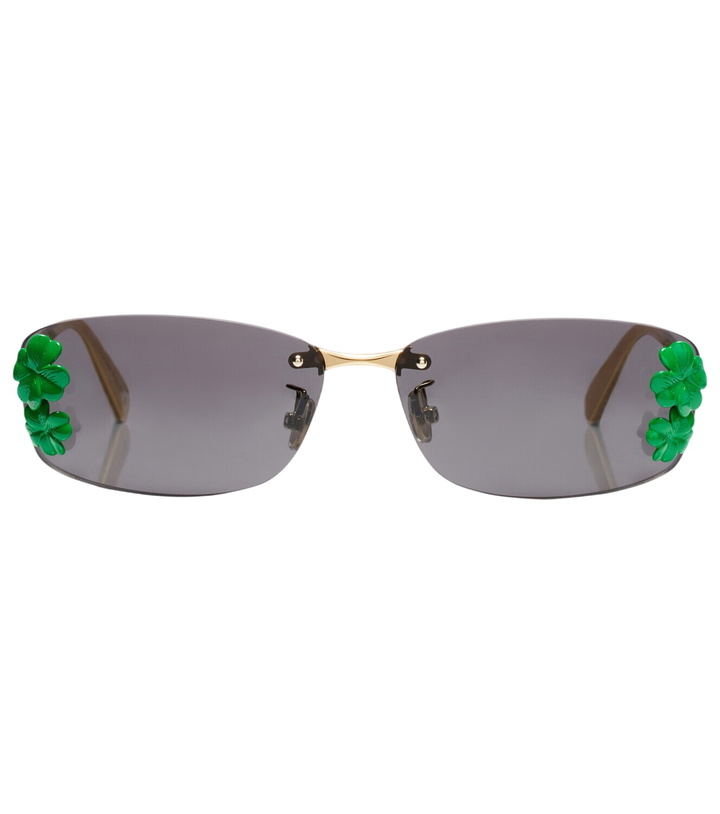 Photo: Dior Eyewear Dior Clover embellished rectangular sunglasses