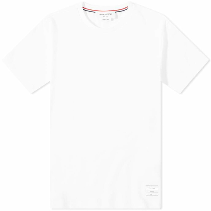 Photo: Thom Browne Men's Side Four Bar Pique T-Shirt in White