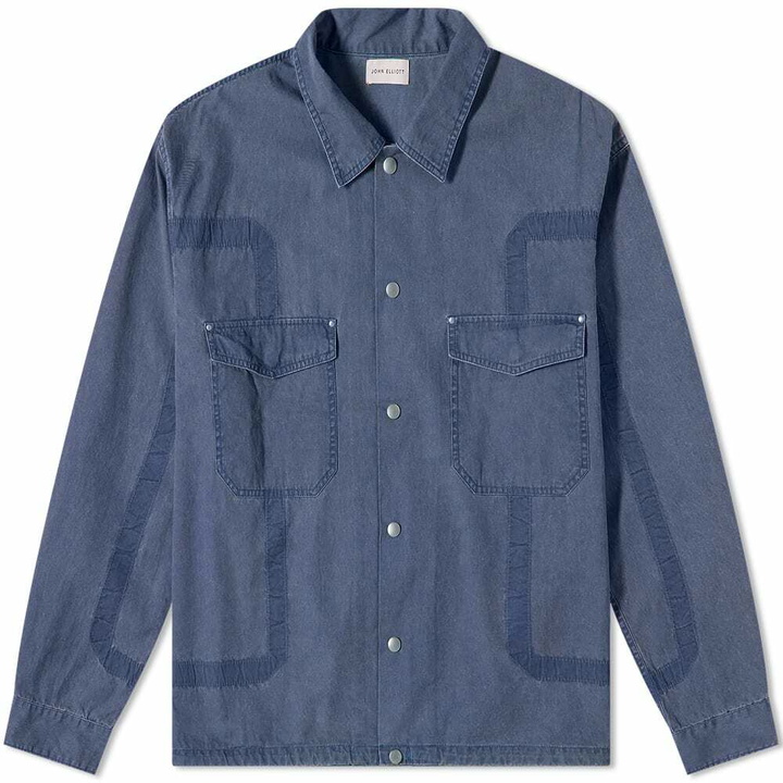 Photo: John Elliott Men's Cotton Poplin Frame II Snap Overshirt in Navy