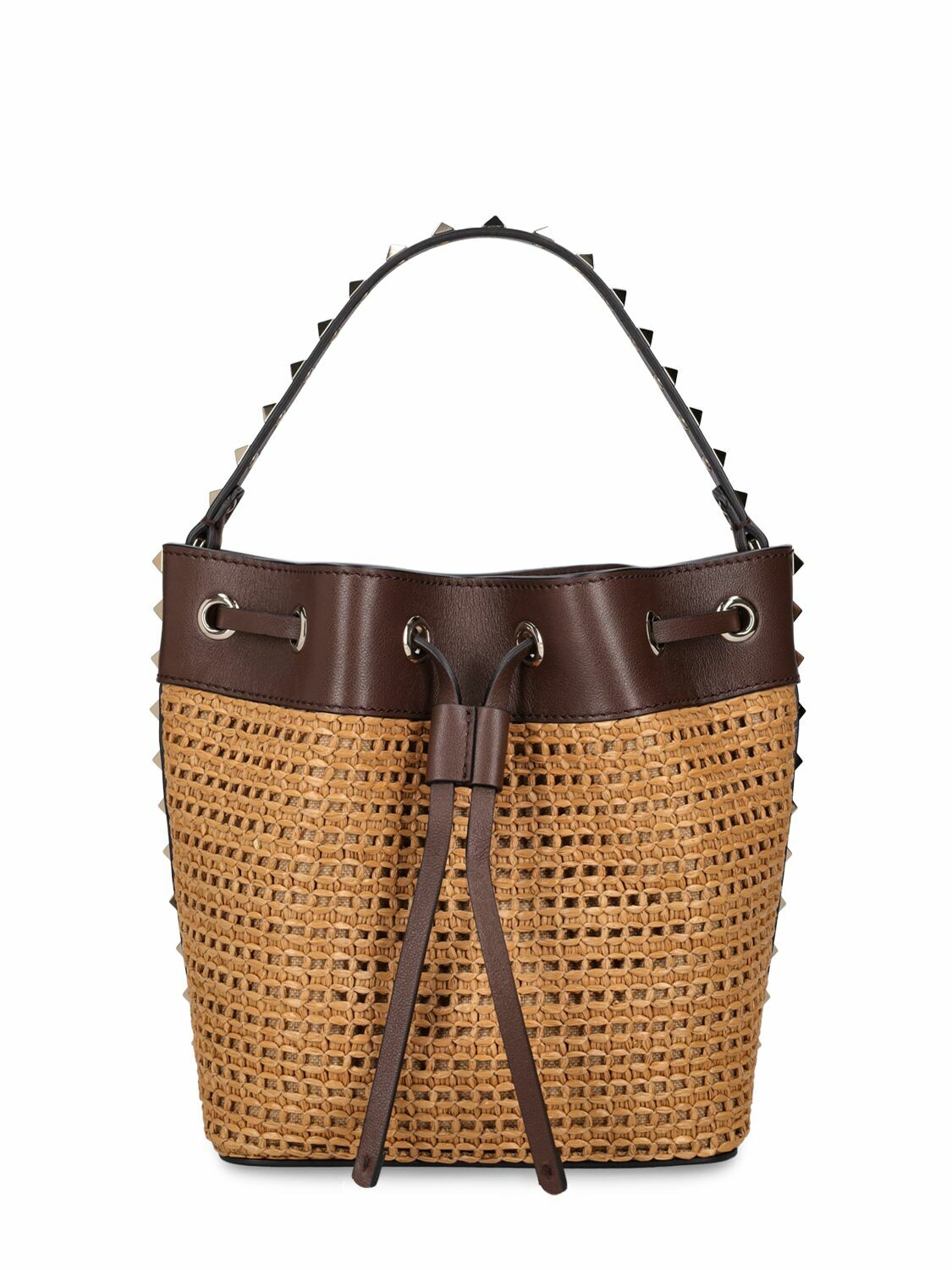 Valentino Garavani Bicolor Raffia Backet Bag