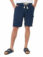 MC2 Saint Barth Man Navy Blue Linen Bermuda Marseille