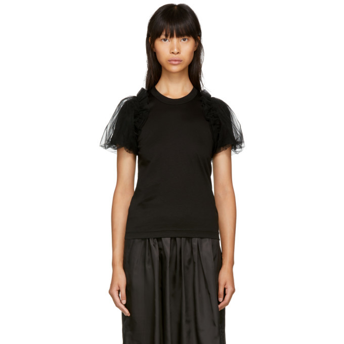 Noir Kei Ninomiya Black Tulle Sleeve T Shirt Noir Kei Ninomiya