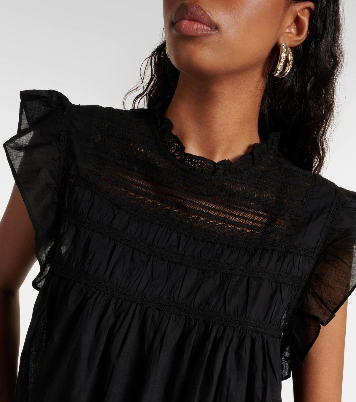 Velvet Inessa ruffle-trimmed cotton blouse