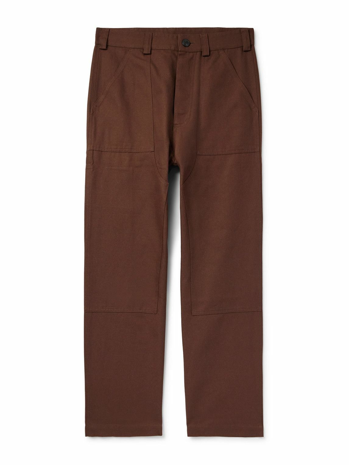 MILES LEON - Garden Straight-Leg Cotton-Canvas Trousers - Brown