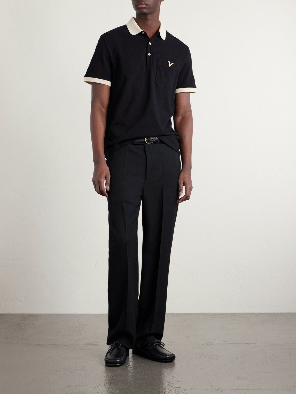 Valentino Garavani - VGold Cotton-Piqué Polo Shirt - Black
