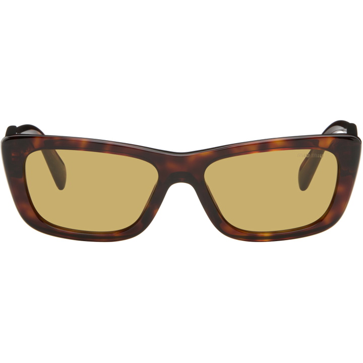 Photo: Miu Miu Eyewear Brown Cat-Eye Sunglasses