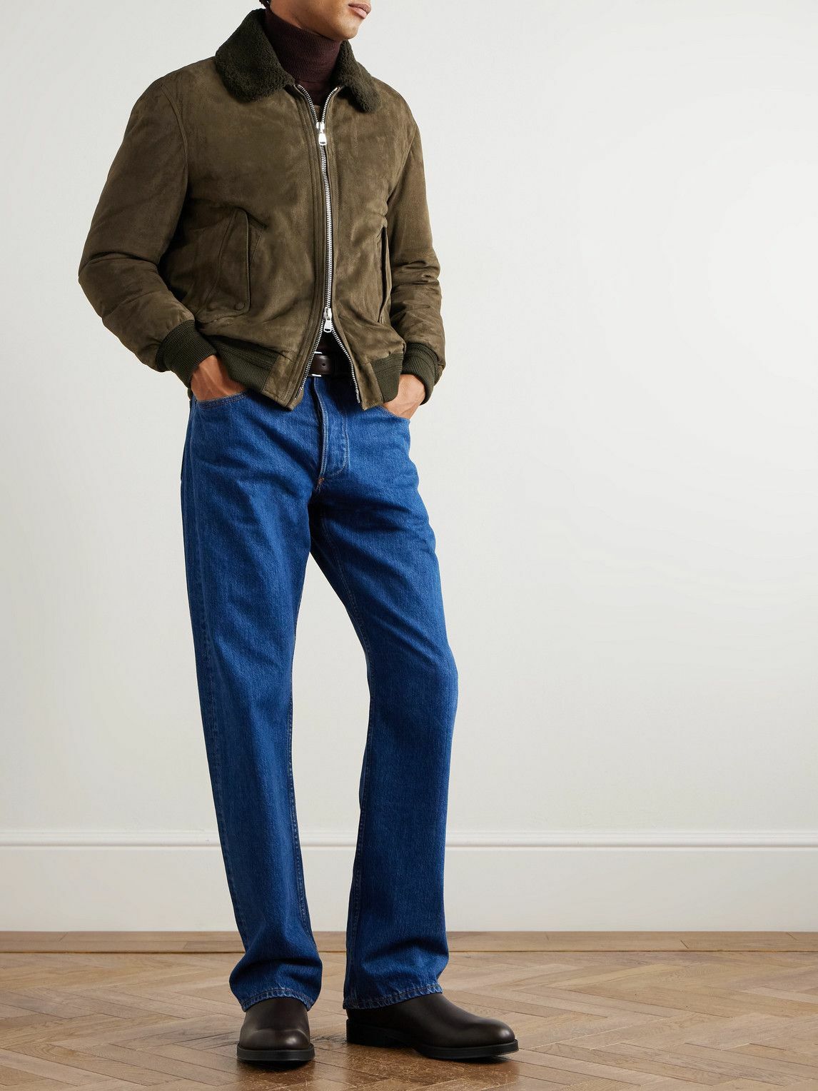 Valstar - Cudden Shearling-Trimmed Suede Down Aviator Jacket - Green