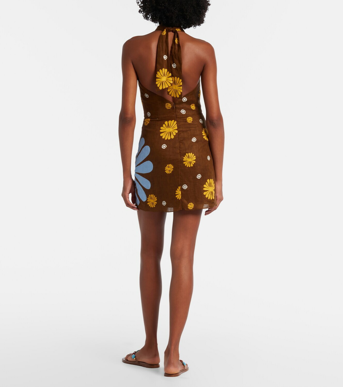 Cala de la Cruz Venta halterneck floral minidress