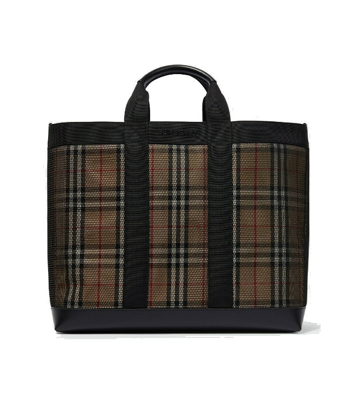 Photo: Burberry Checked mesh-trimmed tote bag