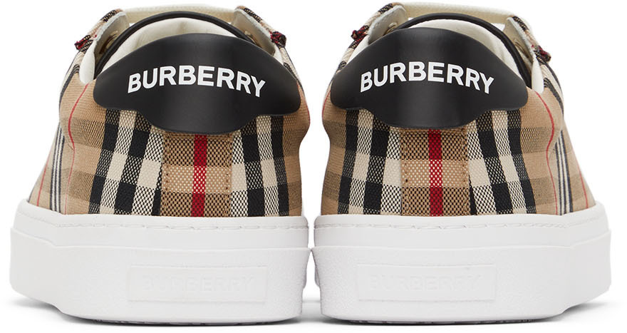 Burberry Beige Rangleton Check Low Sneakers