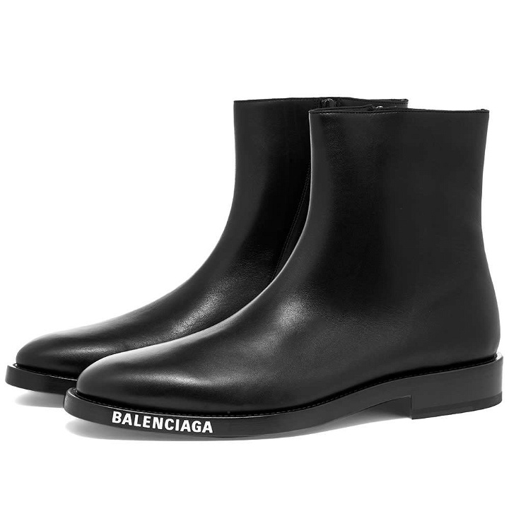 Photo: Balenciaga Logo Sole Chelsea Boot