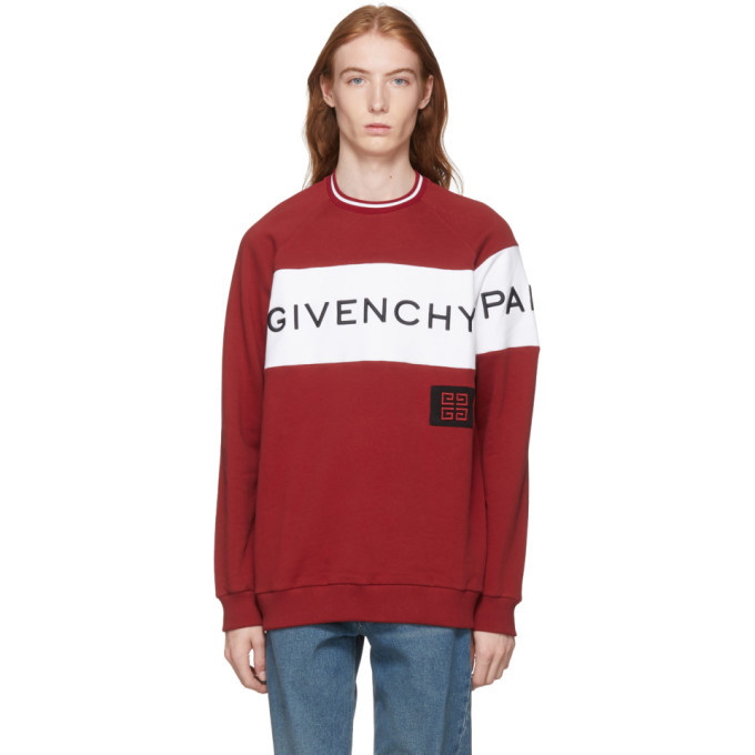 Photo: Givenchy Red and White Vintage Fit Logo Sweatshirt