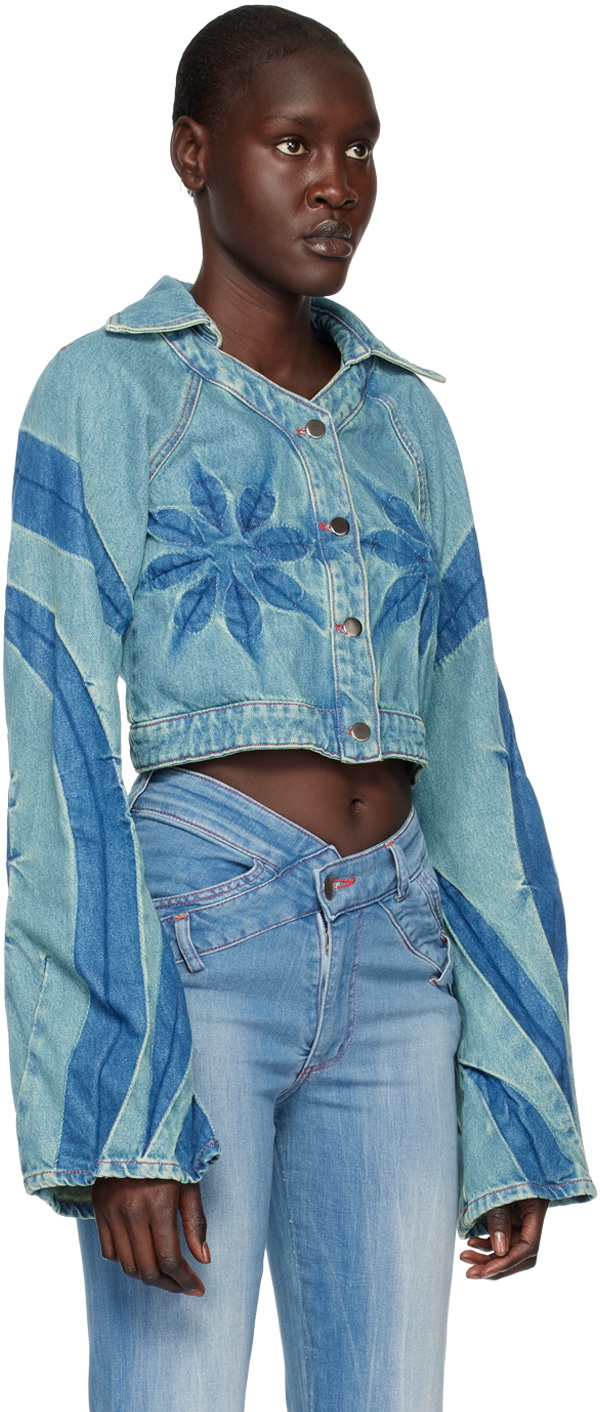 Masha Popova Blue Floral Denim Jacket Masha Popova