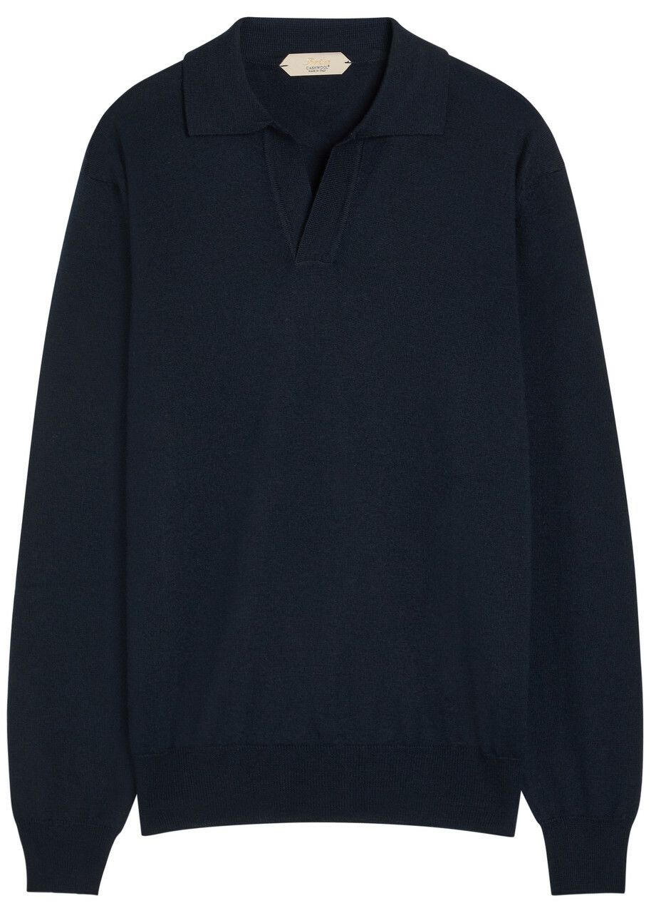 Aurélien Wool Polo Shirt Navy