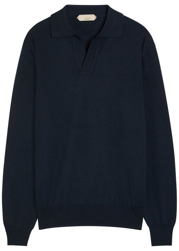 Photo: Aurélien Wool Polo Shirt Navy