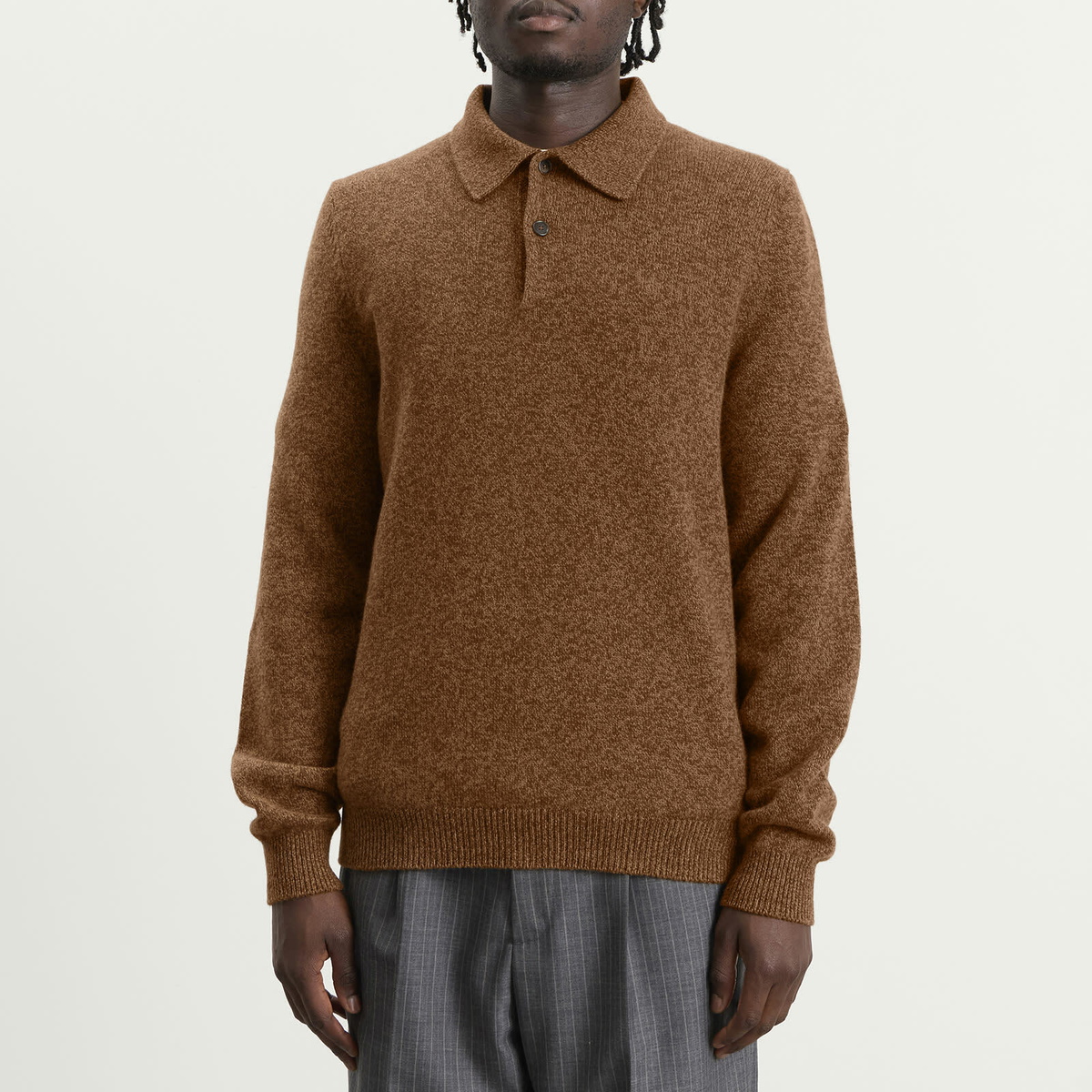 Jil Sander Men's Wool Cashmere Polo in Cinnamon
