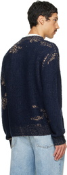 Maison Margiela Navy Acid Knit Sweater