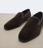 The Row Marc leather-trimmed velvet loafers