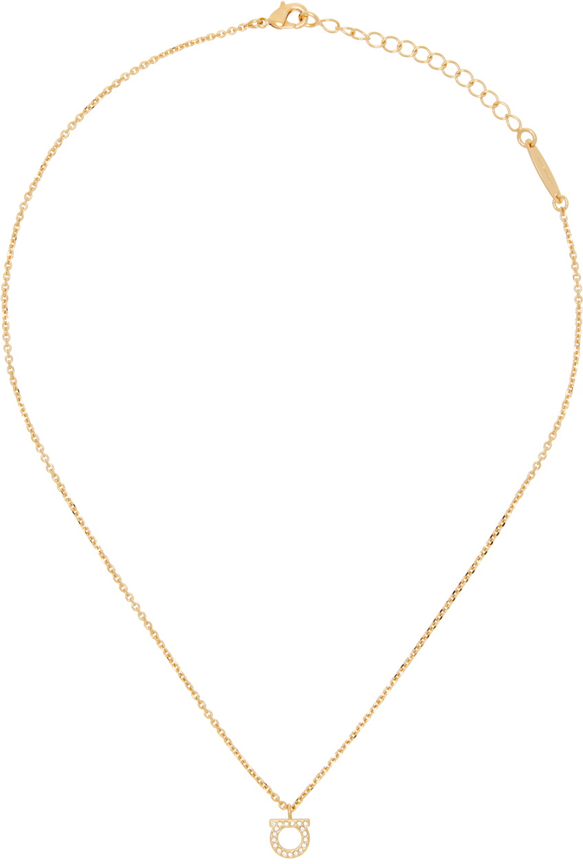 Ferragamo Gold Small Gancini Crystals Necklace